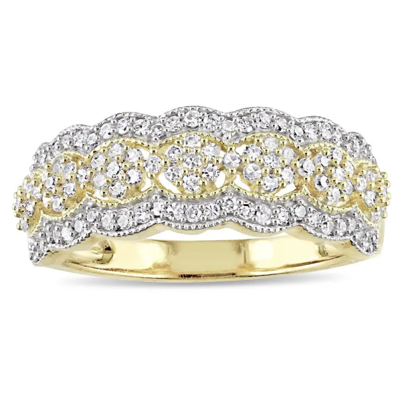 Miadora Signature Collection 10k Yellow Gold 1/2ct TDW Diamond Milgrain Detail Anniversary Ring sold by Zulily