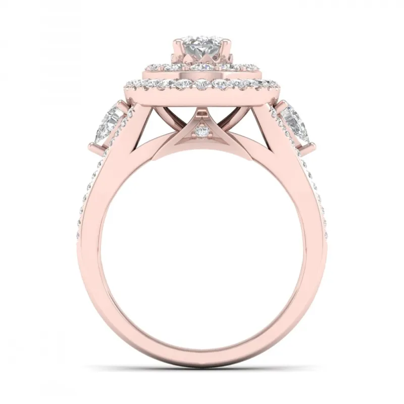 De Couer 14k Gold 1 1/2ct TDW Diamond Halo Ring sold by Zulily