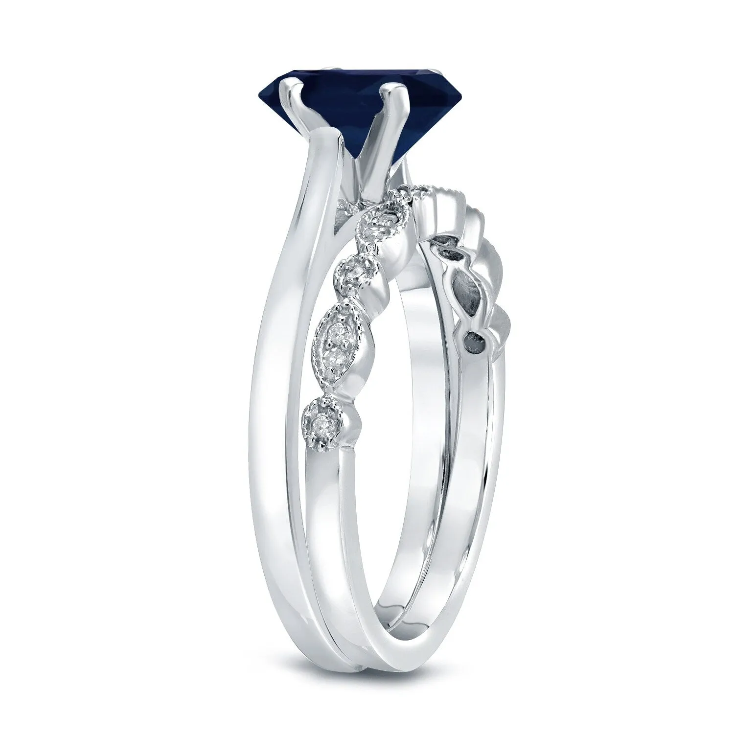 Auriya 14k Gold 3/4ctw Vintage Solitaire Sapphire Engagement Ring Set 1/6ctw sold by Zulily product image thumbnail 4