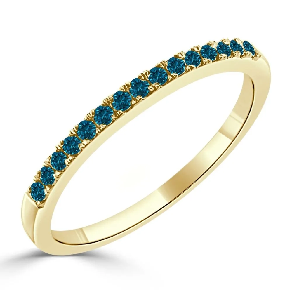 Auriya 10k Gold 1/5ctw Ultra-thin Stackable Blue Diamond Wedding Band sold by Zulily product image thumbnail 4