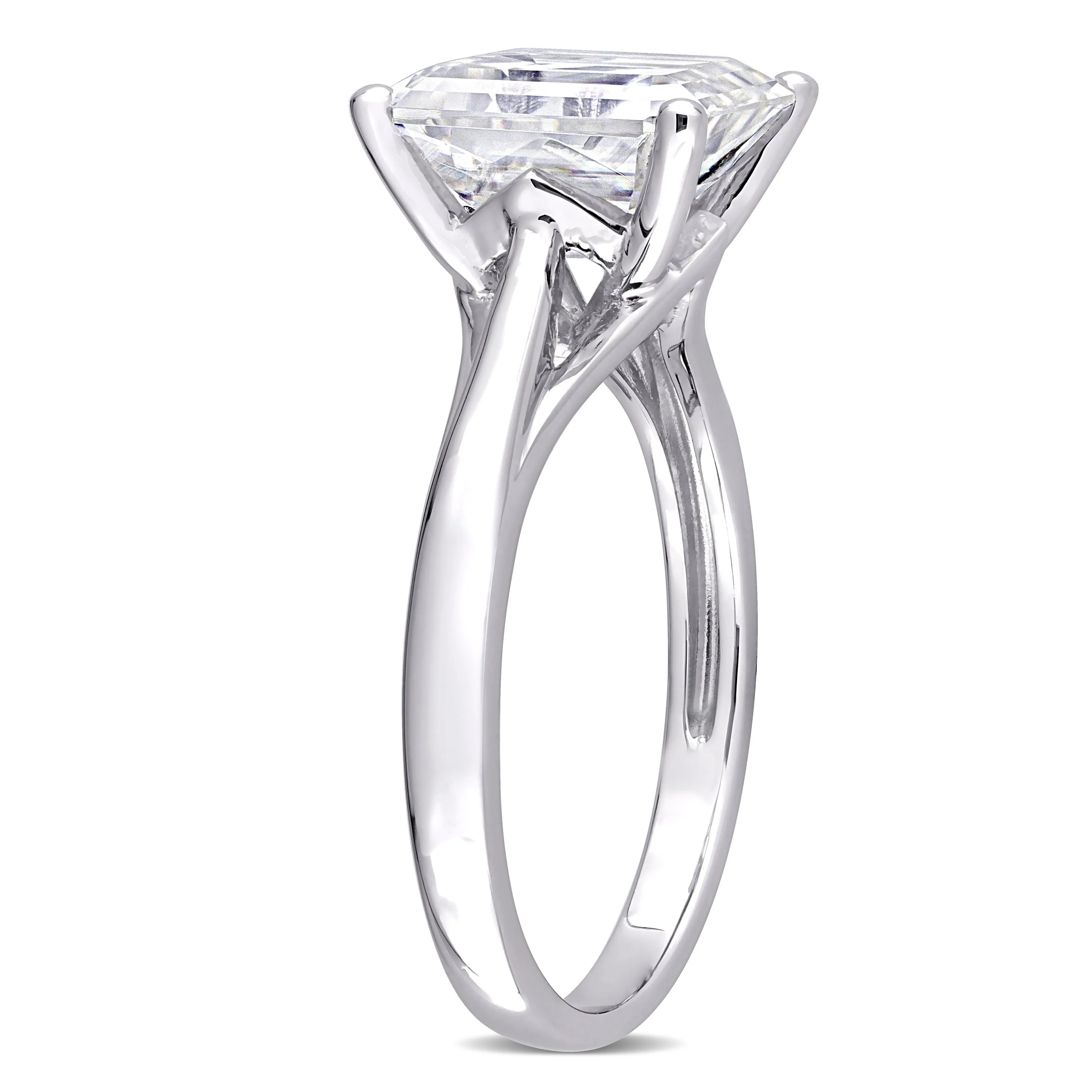 Miadora 3 1/2ct DEW Emerald Cut Created Moissanite Solitaire Ring in 10k White Gold sold by Zulily product image thumbnail 2