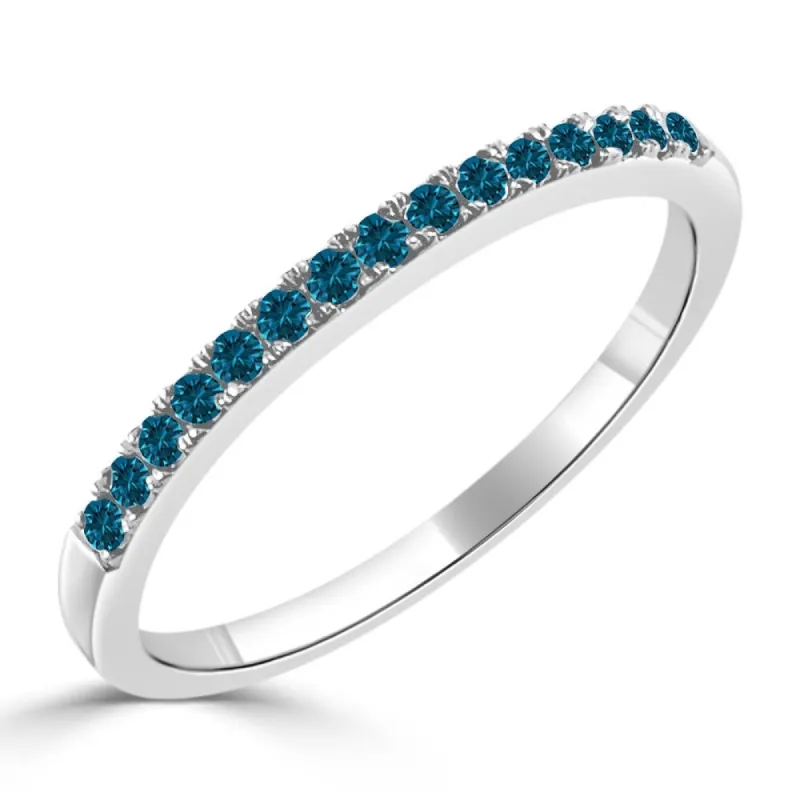 Auriya 10k Gold 1/5ctw Ultra-thin Stackable Blue Diamond Wedding Band sold by Zulily