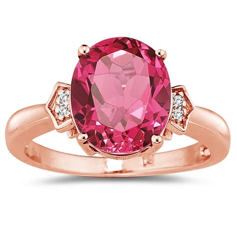 4 1/2 Carat Pink Topaz & Diamond Ring in 14K Rose Gold sold by Zulily