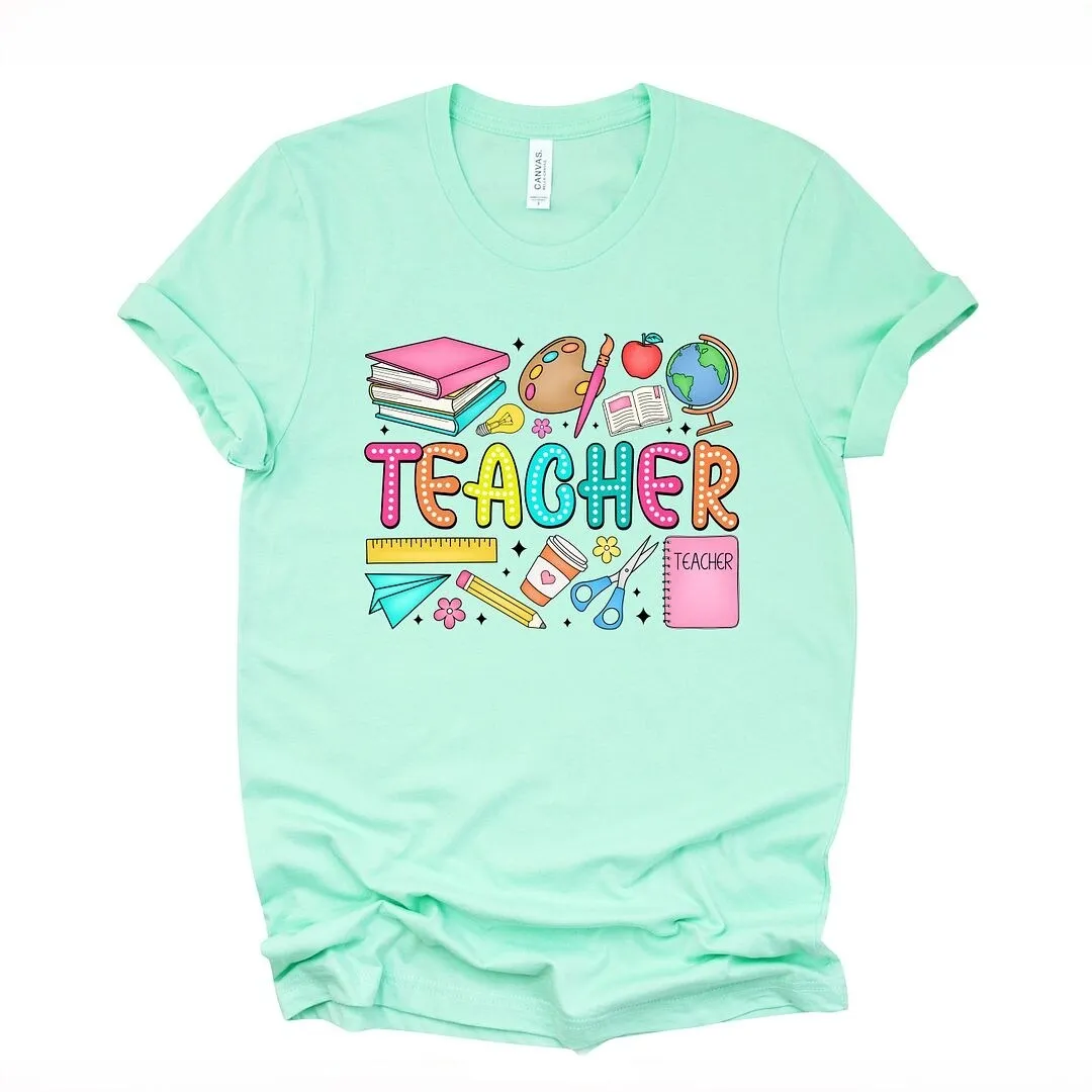 Teacher Bright Collage Short Sleeve Tee sold by Zulily product image thumbnail 2