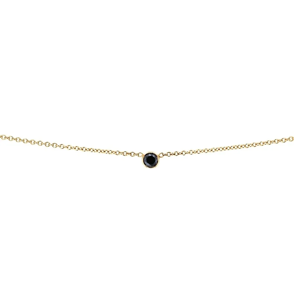 Annello by Kobelli 14k Gold 1/6 Carat Black Diamond Bezel Solitaire Necklace, Adjustable 13 14 15 Inch sold by Zulily product image thumbnail 4