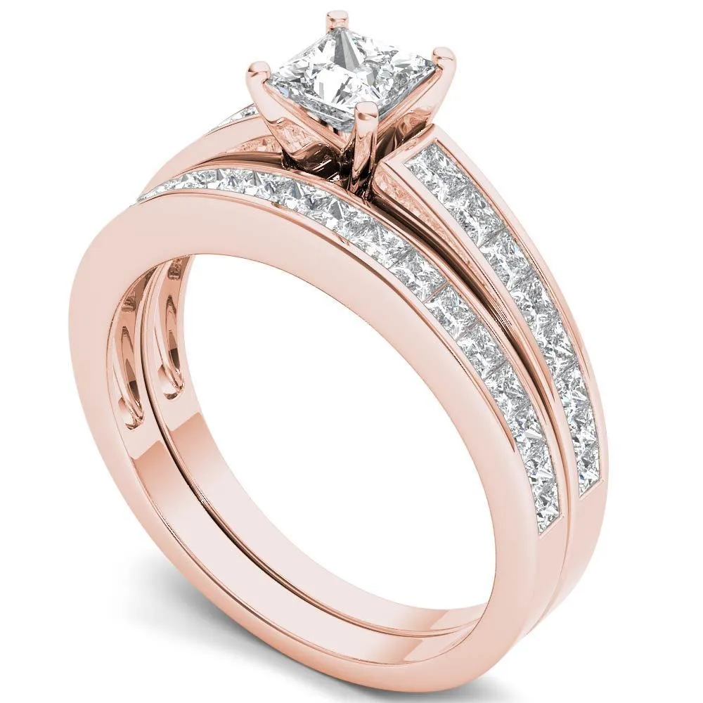 De Couer 14k Rose Gold 1 1/2ct TDW Diamond Classic Engagement Ring Set with One Band - Pink sold by Zulily product image thumbnail 2