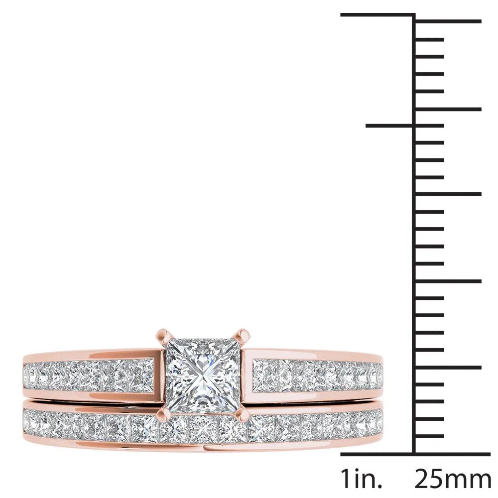De Couer 14k Rose Gold 1 1/2ct TDW Diamond Classic Engagement Ring Set with One Band - Pink sold by Zulily product image thumbnail 4