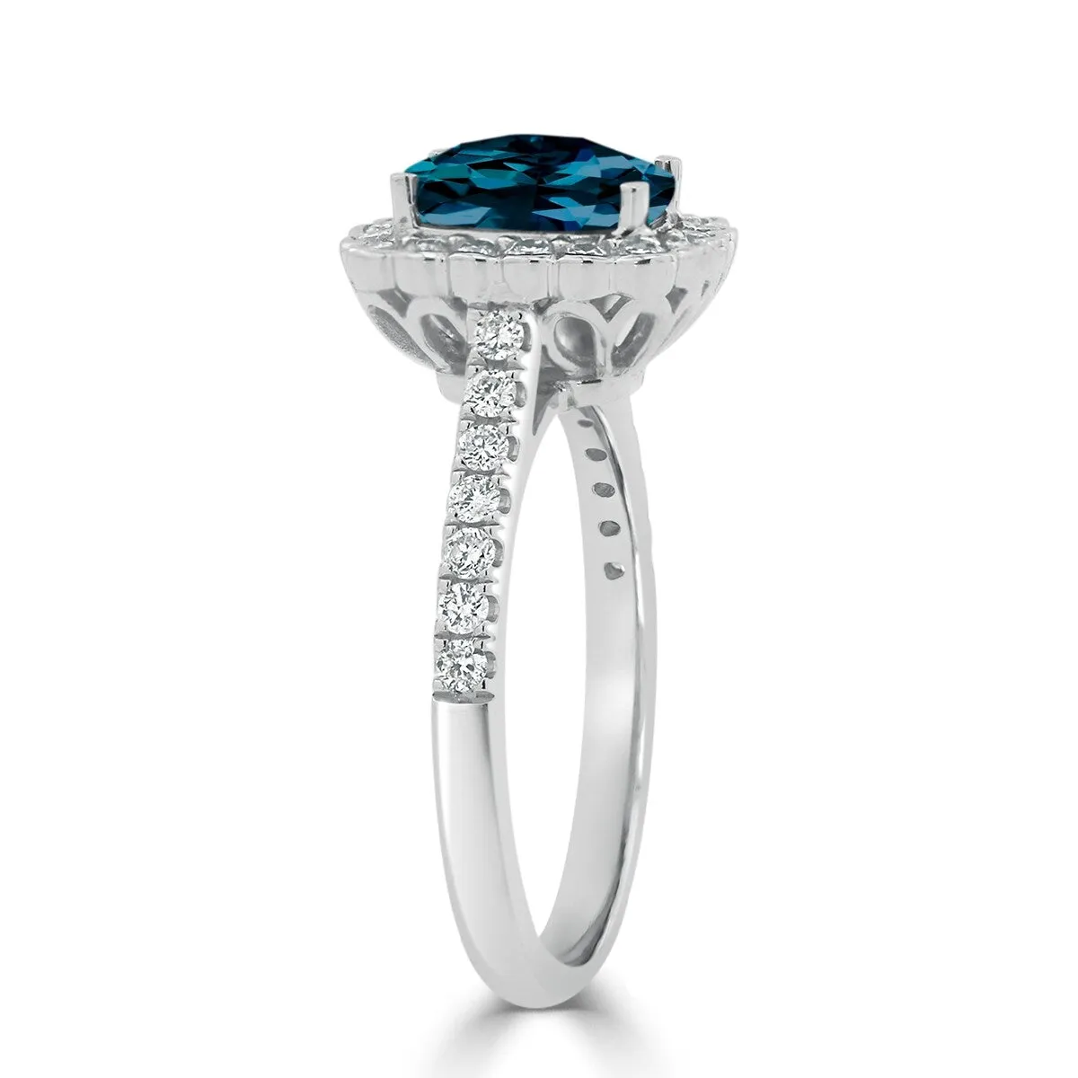 Auriya Vintage 1 1/3ct Cushion-cut London Blue Topaz Halo Diamond Engagement Ring 1/2ctw 14k Gold sold by Zulily product image thumbnail 4