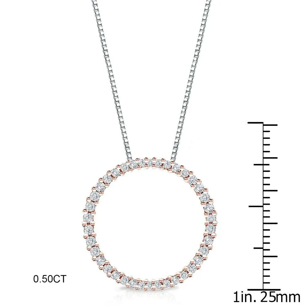 Auriya 0.15 to 1 1/2ctw Diamond Circle Necklace 14k Rose Gold (H-I, VS1-VS2) sold by Zulily product image thumbnail 5