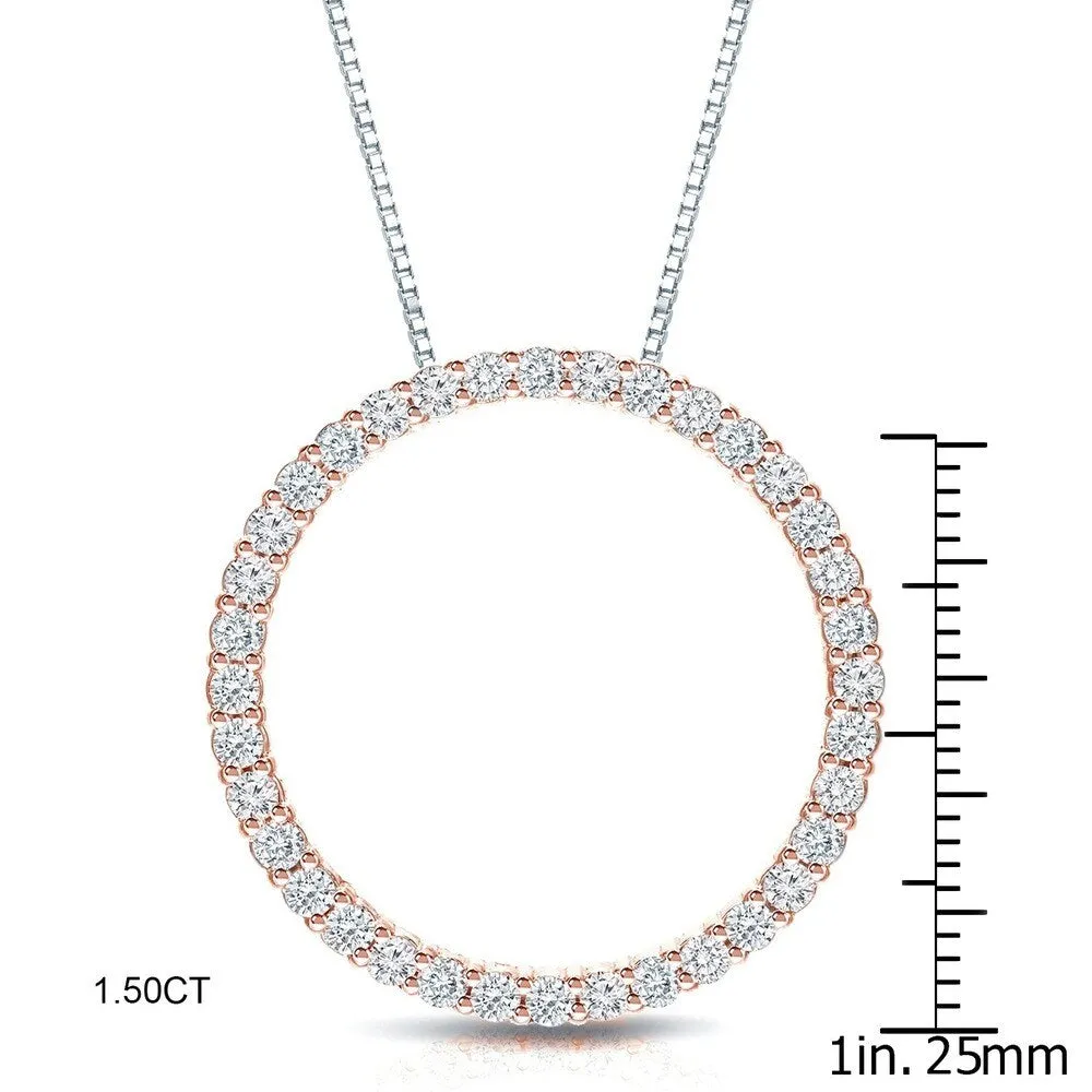 Auriya 0.15 to 1 1/2ctw Diamond Circle Necklace 14k Rose Gold (H-I, VS1-VS2) sold by Zulily product image thumbnail 2