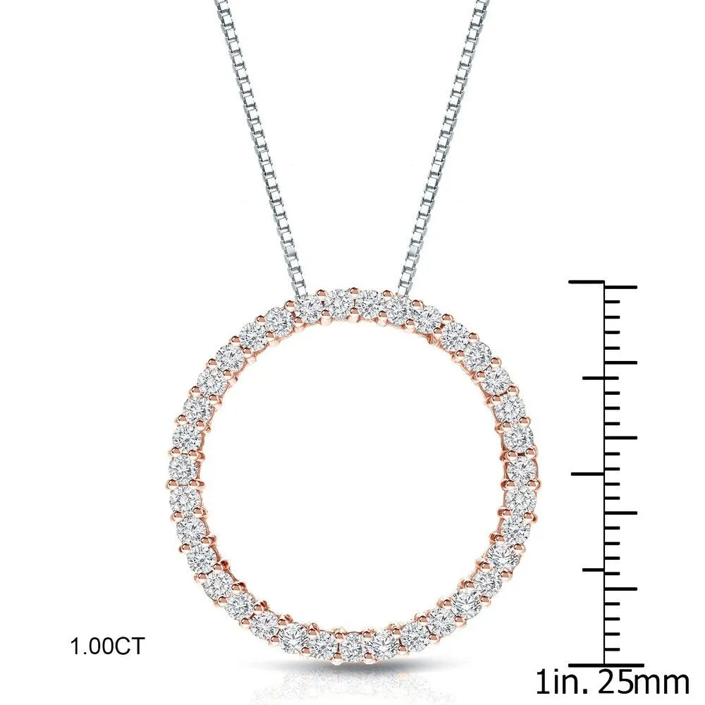 Auriya 0.15 to 1 1/2ctw Diamond Circle Necklace 14k Rose Gold (H-I, VS1-VS2) sold by Zulily product image thumbnail 3