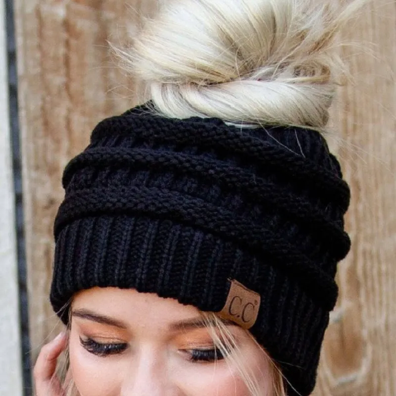 CC Women Messy Bun Ponytail Beanie Cold Weather Adult Winter Hats sold by Zulily