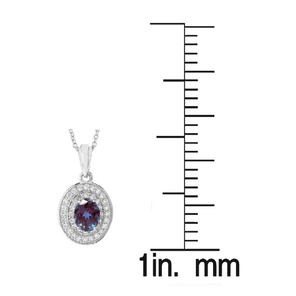 Sterling Silver with Choice of Gemstone and Natural White Topaz Halo Pendant with 18" Chain sold by Zulily product image thumbnail 3