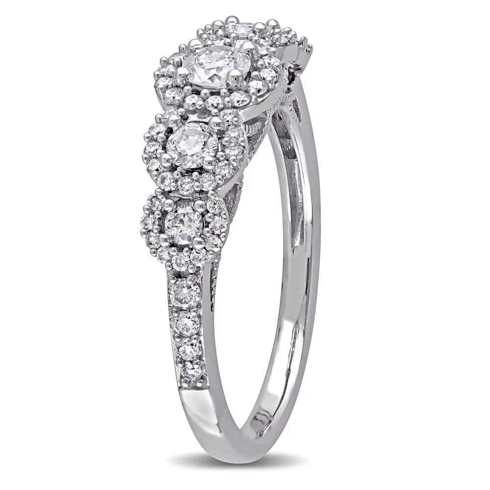 Miadora 10k White Gold 3/4ct TDW Diamond 5-Stone Halo Engagement Ring sold by Zulily product image thumbnail 3