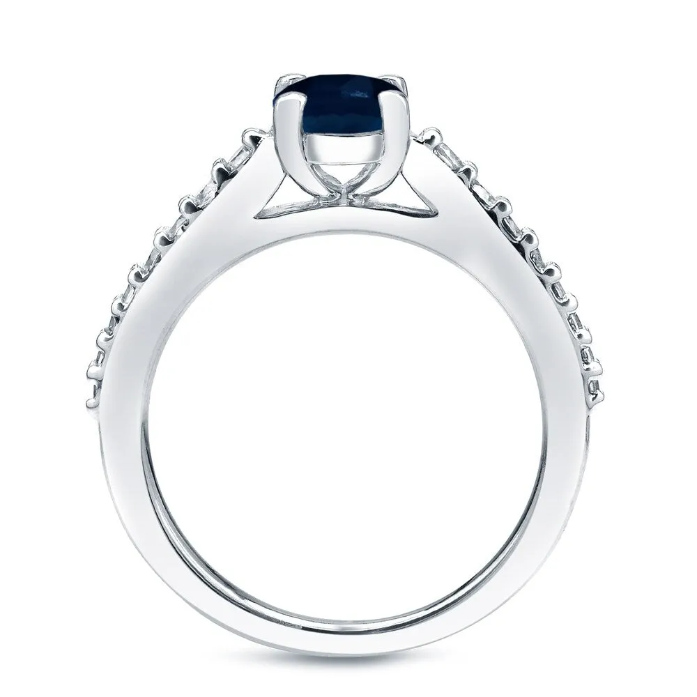 Auriya Platinum 1/2ct Blue Sapphire and 1/2ct TDW Diamond Engagement Ring Set sold by Zulily product image thumbnail 3