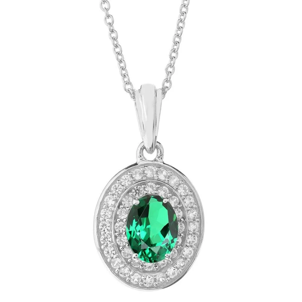 Sterling Silver with Choice of Gemstone and Natural White Topaz Halo Pendant with 18" Chain sold by Zulily product image thumbnail 4