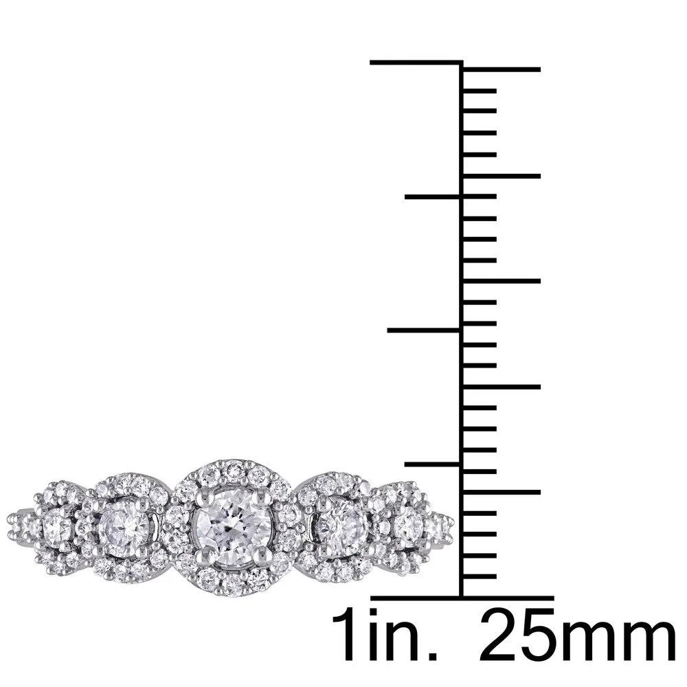 Miadora 10k White Gold 3/4ct TDW Diamond 5-Stone Halo Engagement Ring sold by Zulily product image thumbnail 5