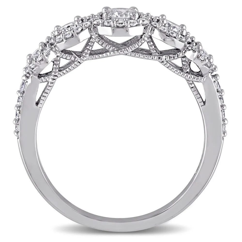 Miadora 10k White Gold 3/4ct TDW Diamond 5-Stone Halo Engagement Ring sold by Zulily product image thumbnail 4