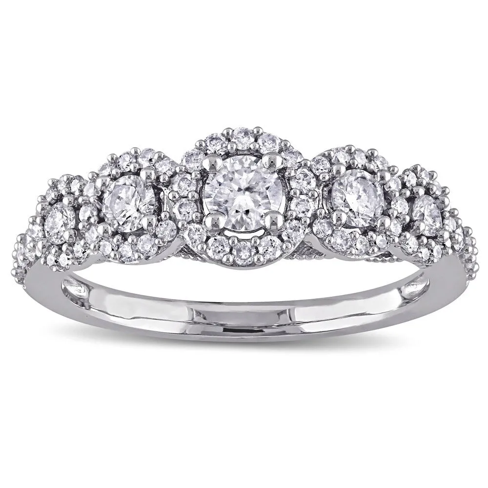 Miadora 10k White Gold 3/4ct TDW Diamond 5-Stone Halo Engagement Ring sold by Zulily product image thumbnail 2