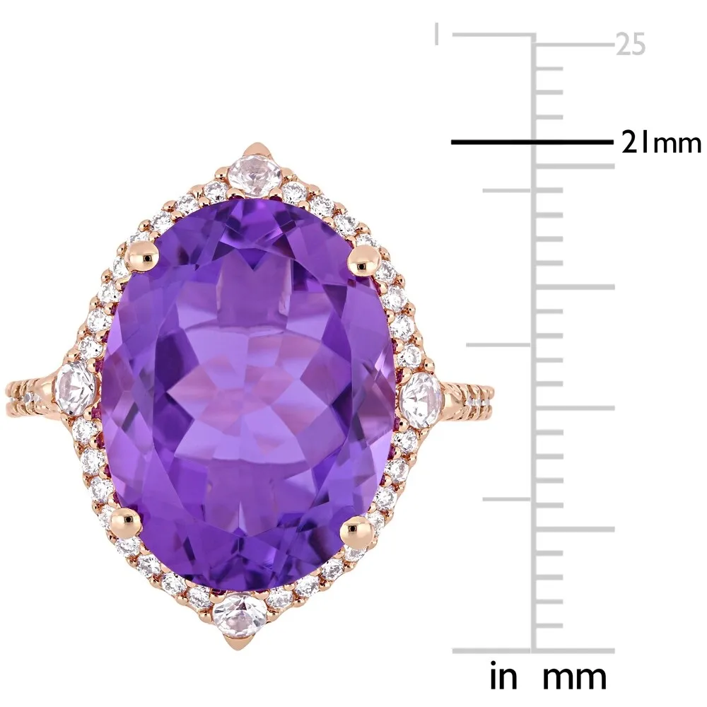 Miadora 14k Rose Gold Amethyst White Sapphire and 3/8ct TDW Diamond Ring sold by Zulily product image thumbnail 4