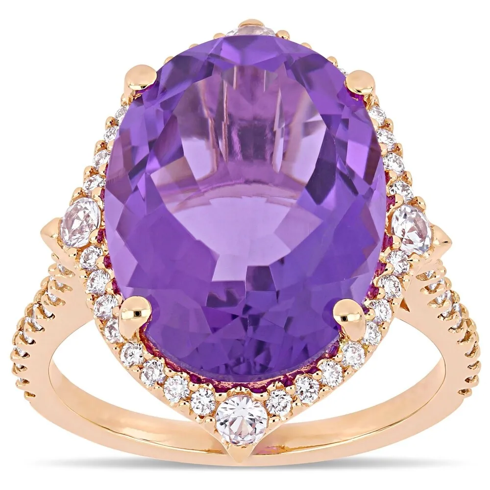 Miadora 14k Rose Gold Amethyst White Sapphire and 3/8ct TDW Diamond Ring sold by Zulily product image thumbnail 2