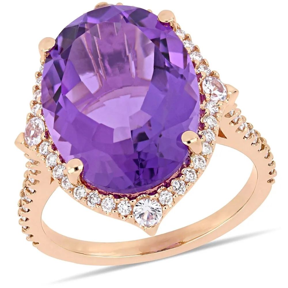 Miadora 14k Rose Gold Amethyst White Sapphire and 3/8ct TDW Diamond Ring sold by Zulily