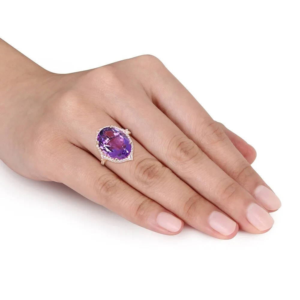 Miadora 14k Rose Gold Amethyst White Sapphire and 3/8ct TDW Diamond Ring sold by Zulily product image thumbnail 5