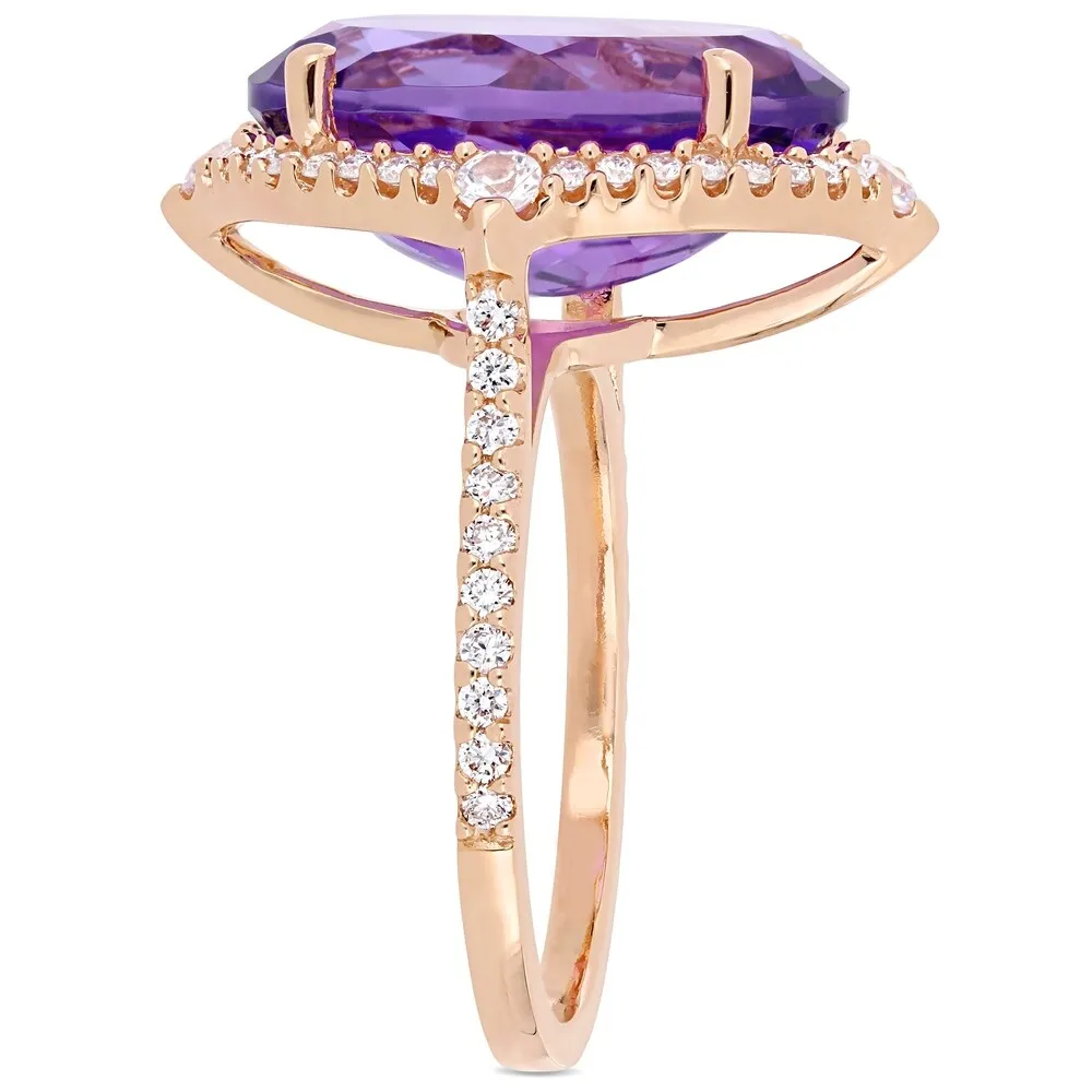 Miadora 14k Rose Gold Amethyst White Sapphire and 3/8ct TDW Diamond Ring sold by Zulily product image thumbnail 3
