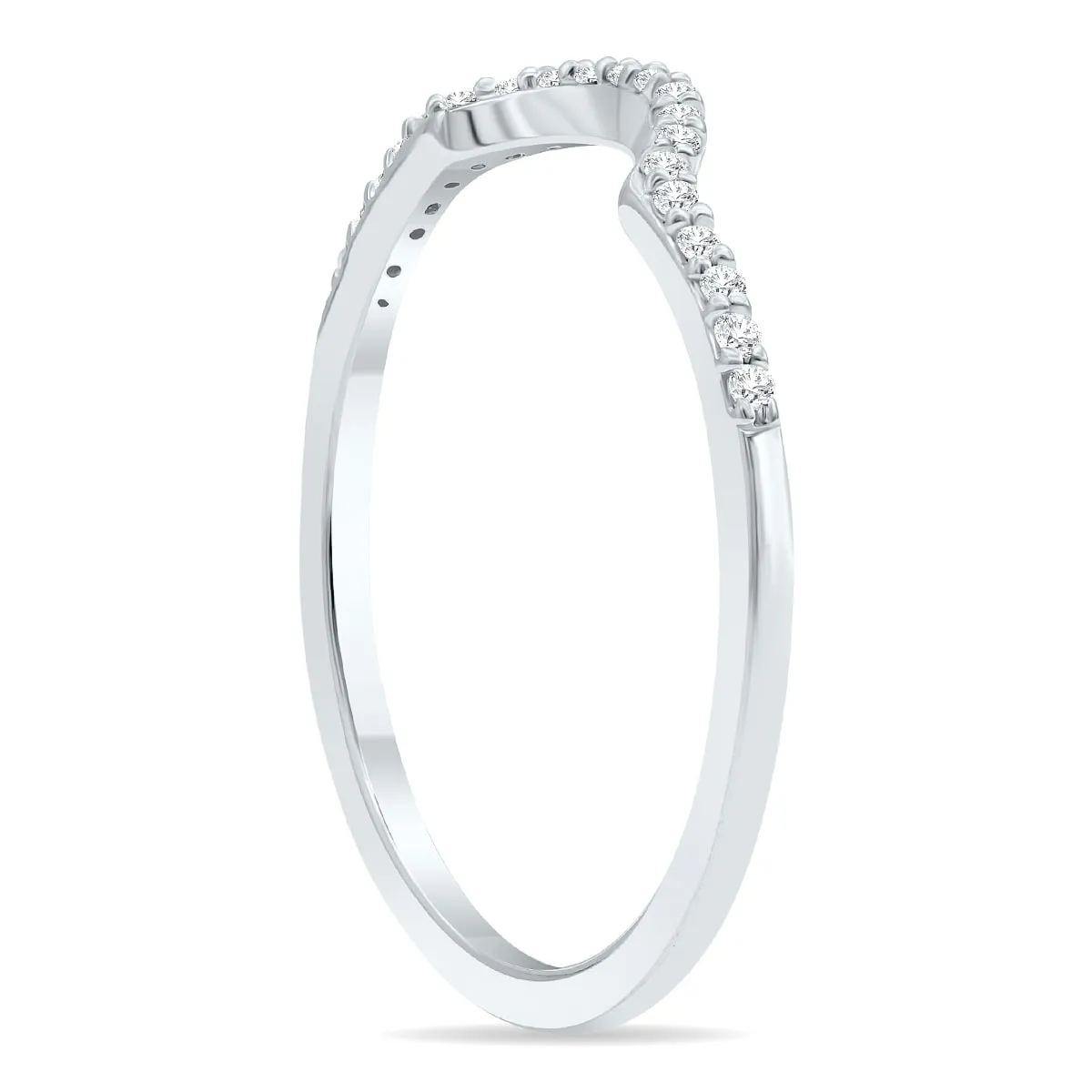 Women's 1/10 Carat TW Curved Diamond Wedding Band in 10K White Gold sold by Zulily product image thumbnail 2