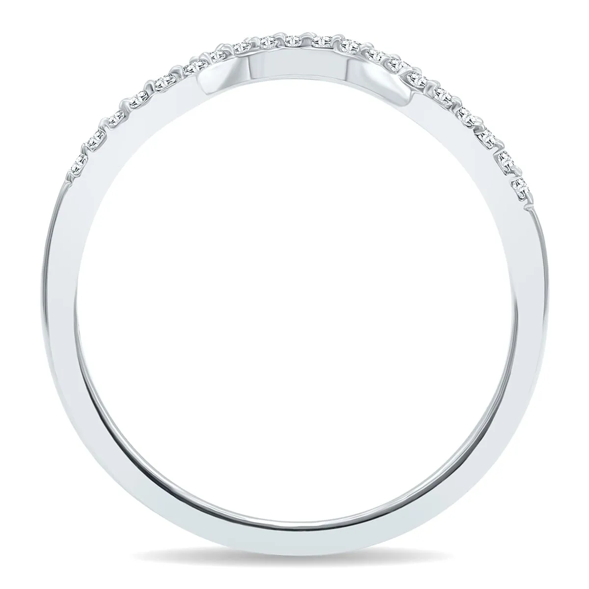 Women's 1/10 Carat TW Curved Diamond Wedding Band in 10K White Gold sold by Zulily product image thumbnail 3