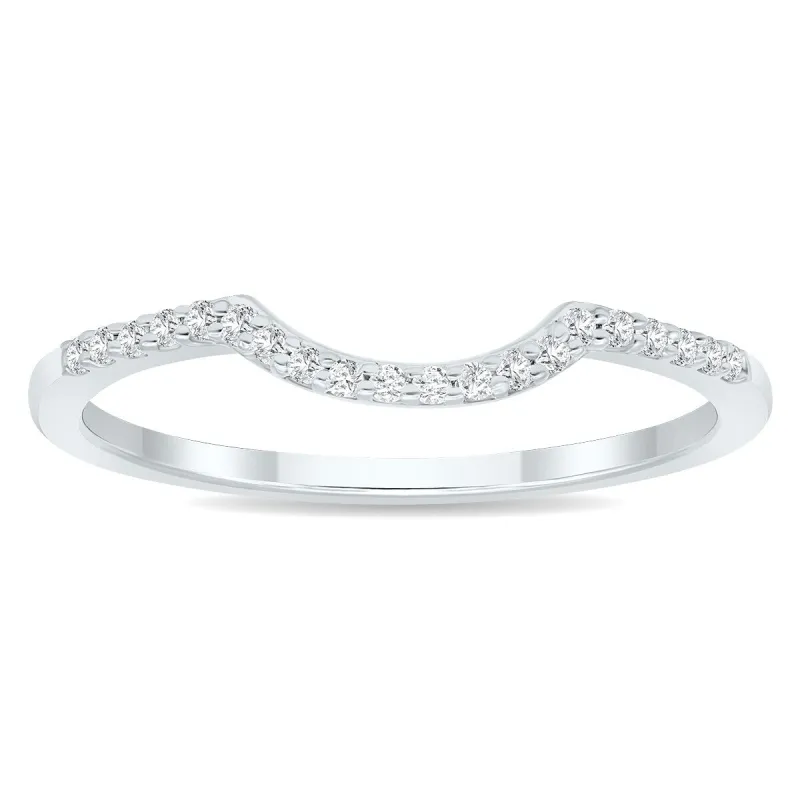 Women's 1/10 Carat TW Curved Diamond Wedding Band in 10K White Gold sold by Zulily