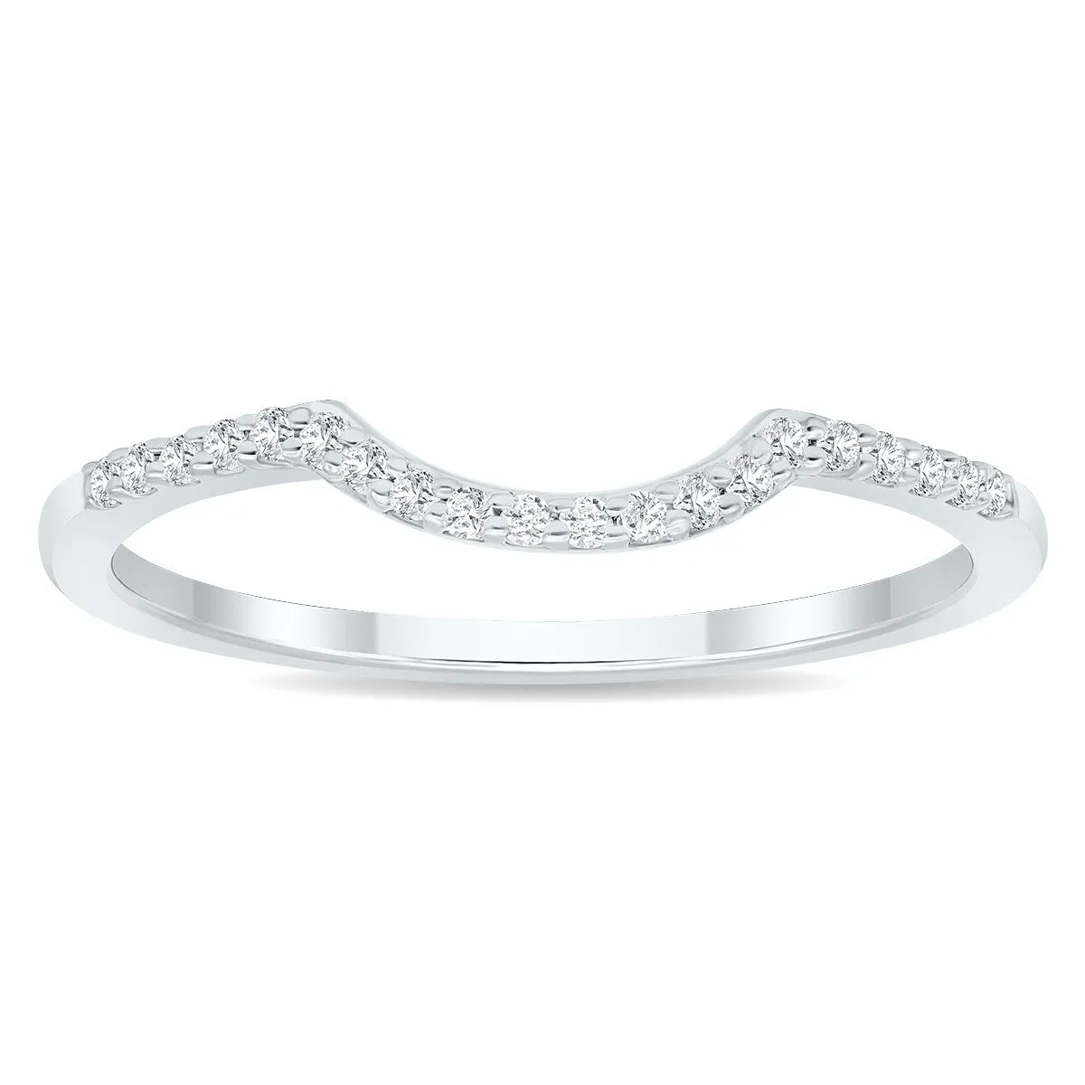 Women's 1/10 Carat TW Curved Diamond Wedding Band in 10K White Gold sold by Zulily