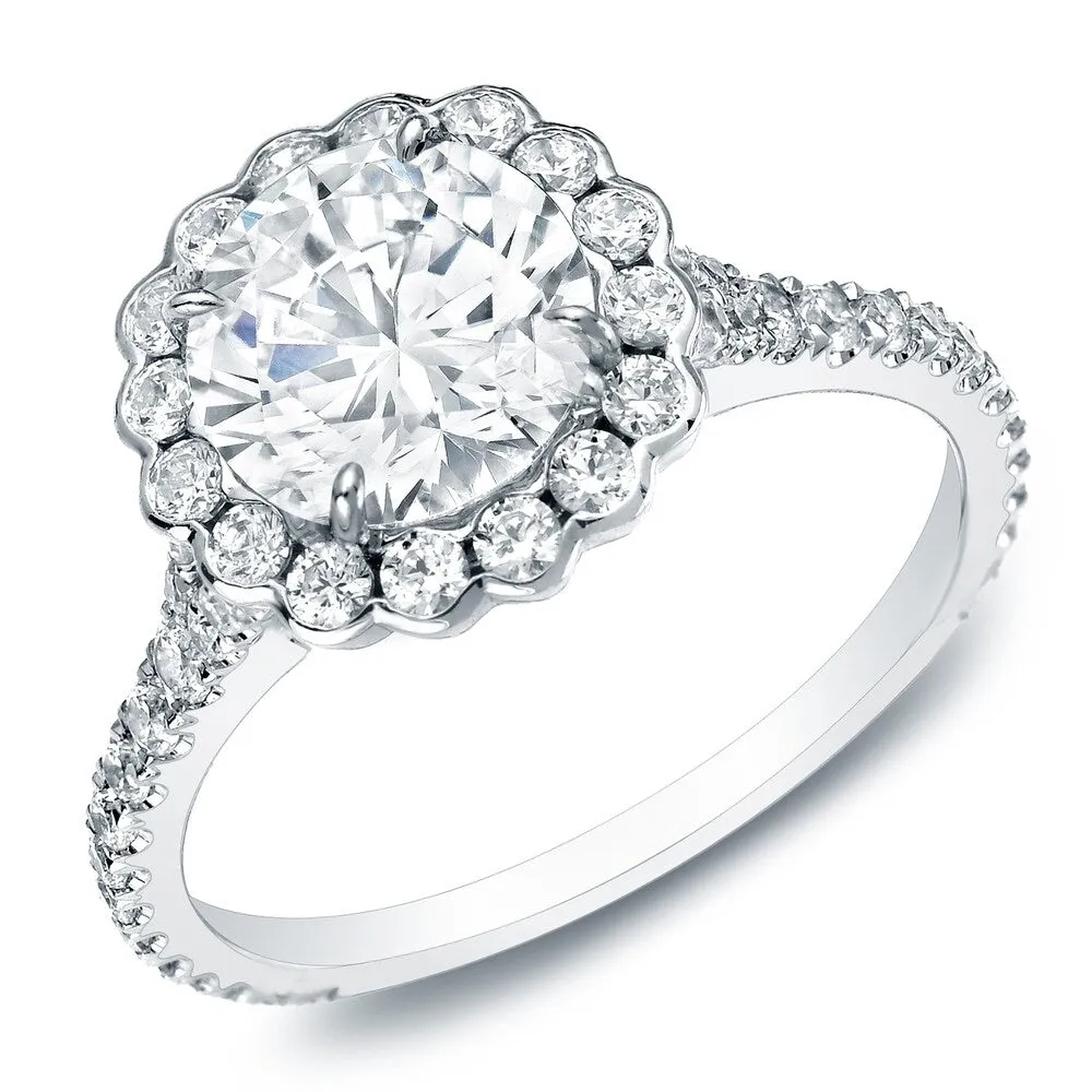 Auriya 14k Gold 1 1/2 carat TW Round Halo Diamond Engagement Ring sold by Zulily