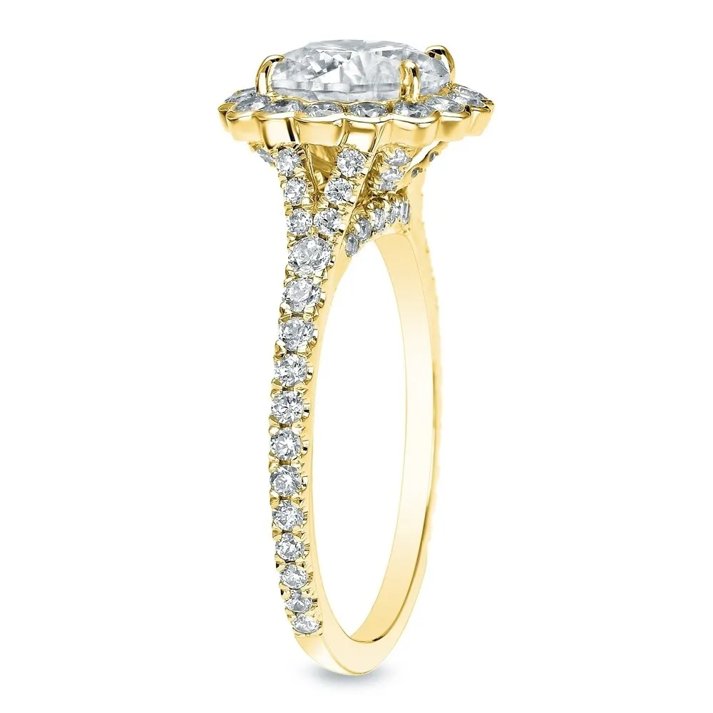 Auriya 14k Gold 1 1/2 carat TW Round Halo Diamond Engagement Ring sold by Zulily product image thumbnail 4