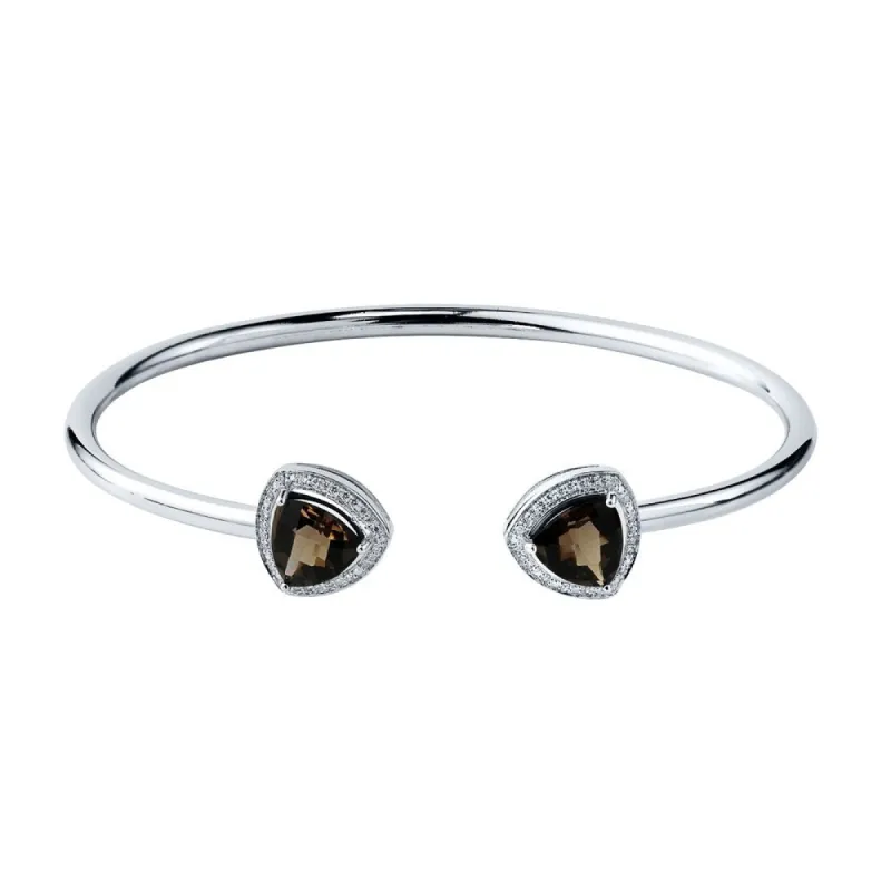 Auriya 3ct Trillion-Cut Smoky Quartz Gold over Silver Bangle Bracelet with Diamond Accents sold by Zulily