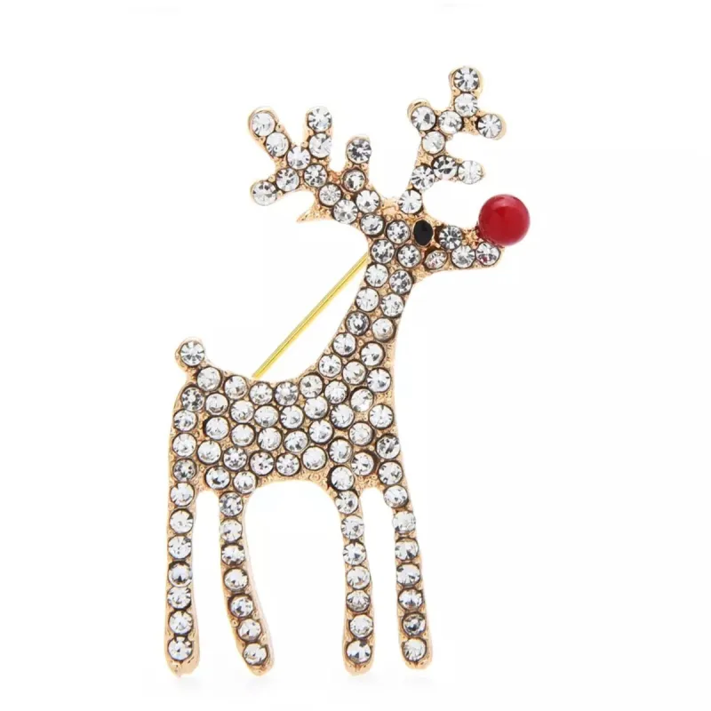 Don't AsK Red Nose Reindeer Brooch Christmas Crystal Festive Brooch sold by Zulily