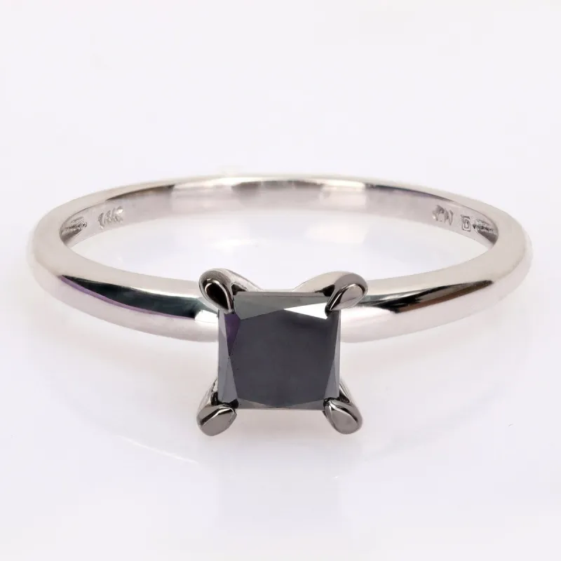 Miadora 1ct TDW Princess-cut Black Diamond Solitaire Engagement Ring in 14k White Gold sold by Zulily