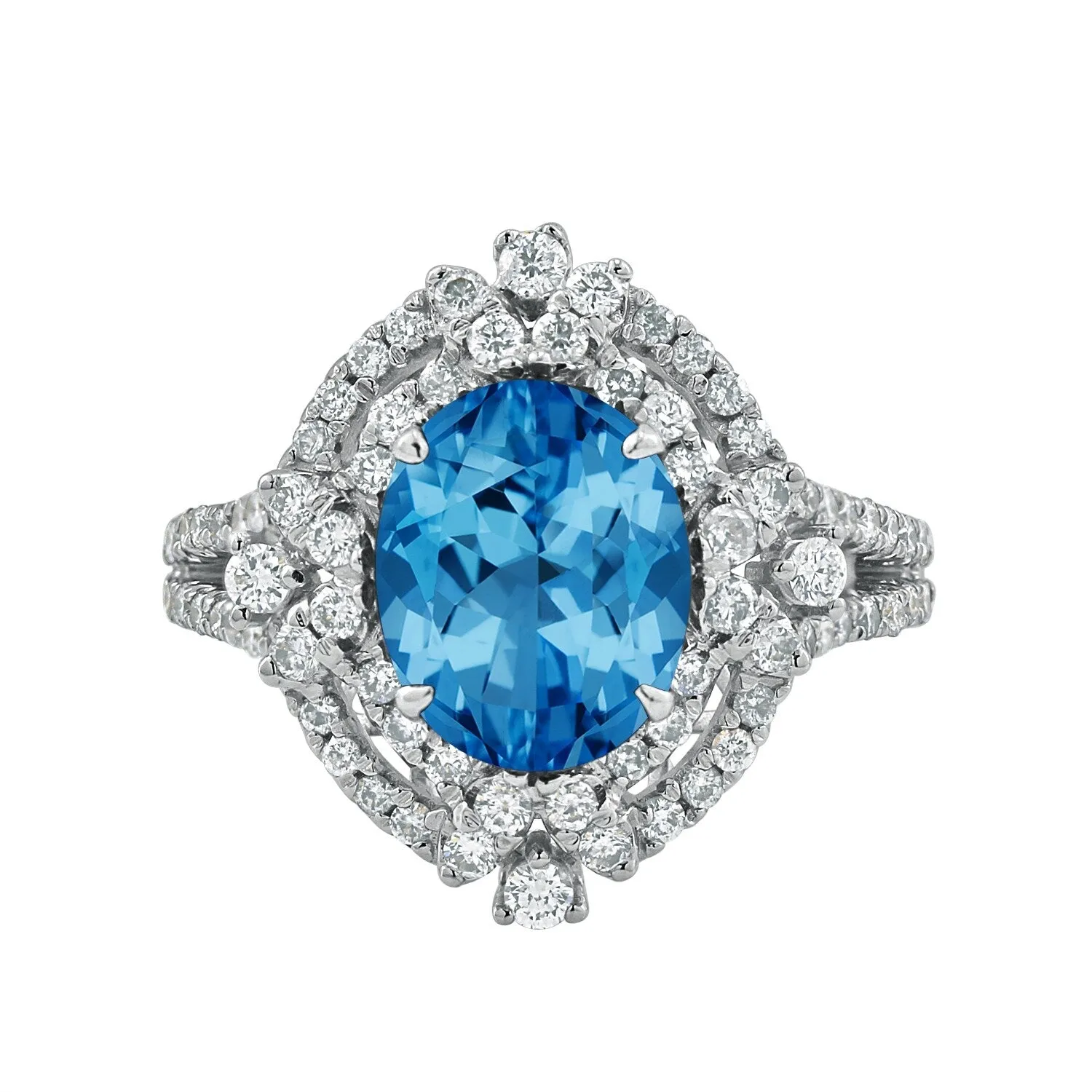 Auriya Vintage 3 1/5ct Oval Topaz and Halo Diamond Ring 3/4ctw 18K Gold sold by Zulily product image thumbnail 2