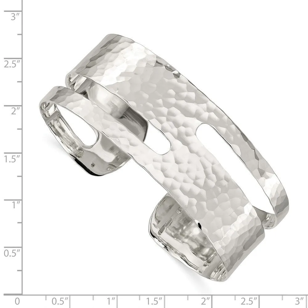 Curata 925 Sterling Silver 23mm Hammered Cut-out Modern Cuff Bangle Bracelet sold by Zulily product image thumbnail 2