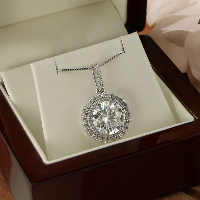 Auriya 14k Gold 3ct Double Halo Moissanite and Diamond Necklace 3/4ct TDW sold by Zulily