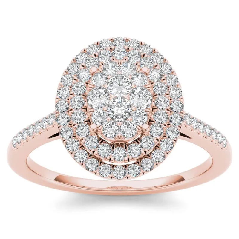 De Couer 14k Rose Gold 1/3ct TDW Diamond Double Frame Engagement Ring - Pink sold by Zulily