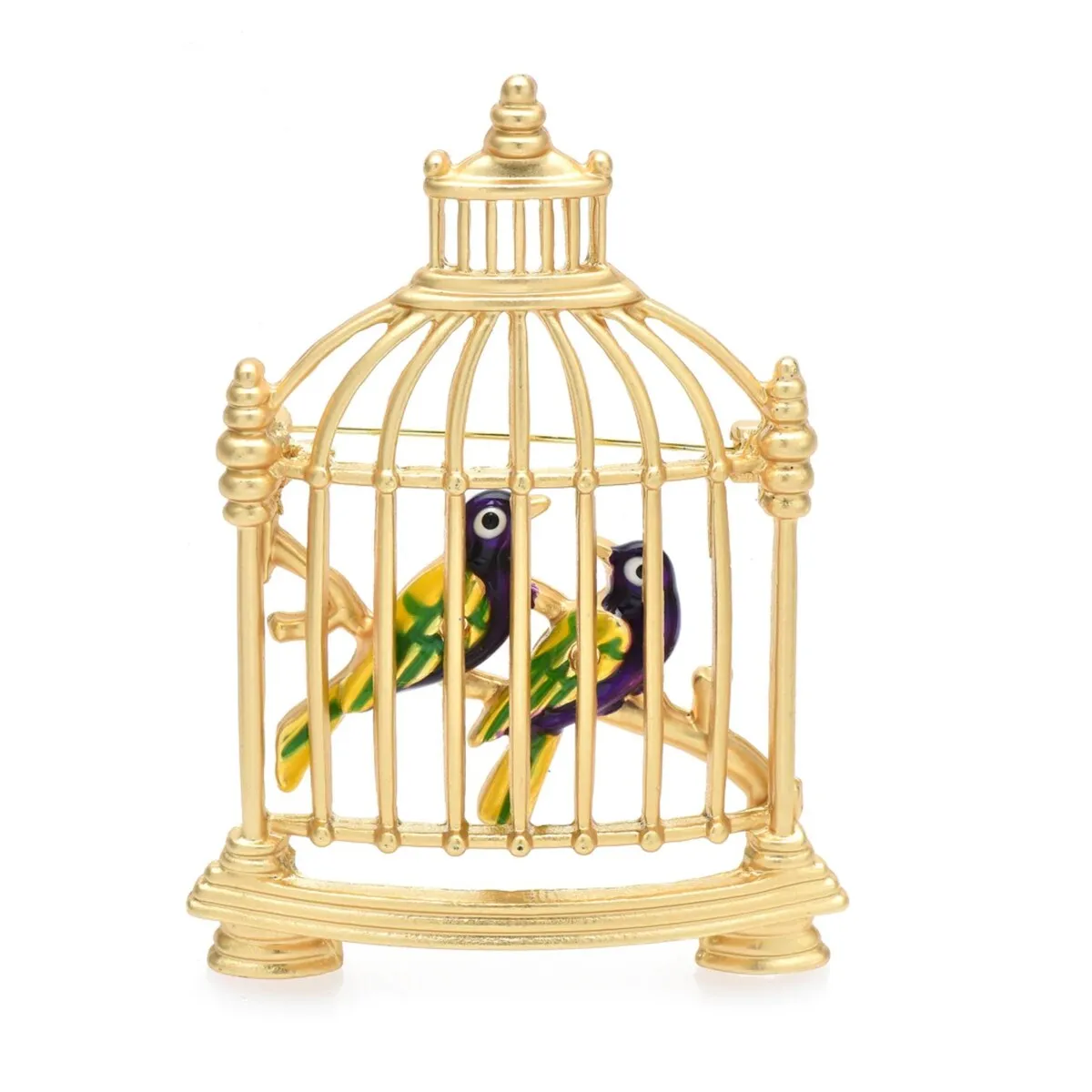 Don't AsK Goldtone Birds In A Cage Brooch sold by Zulily