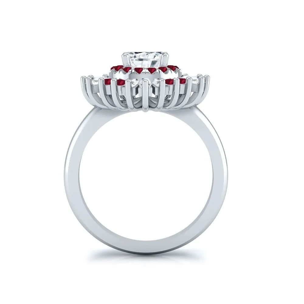 Auriya Vintage Ballerina 3/4ct Moissanite and Red Ruby & Halo Diamond Engagement Ring 14k Gold sold by Zulily product image thumbnail 4
