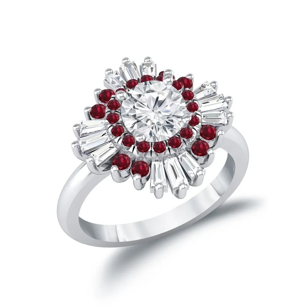 Auriya Vintage Ballerina 3/4ct Moissanite and Red Ruby & Halo Diamond Engagement Ring 14k Gold sold by Zulily product image thumbnail 5