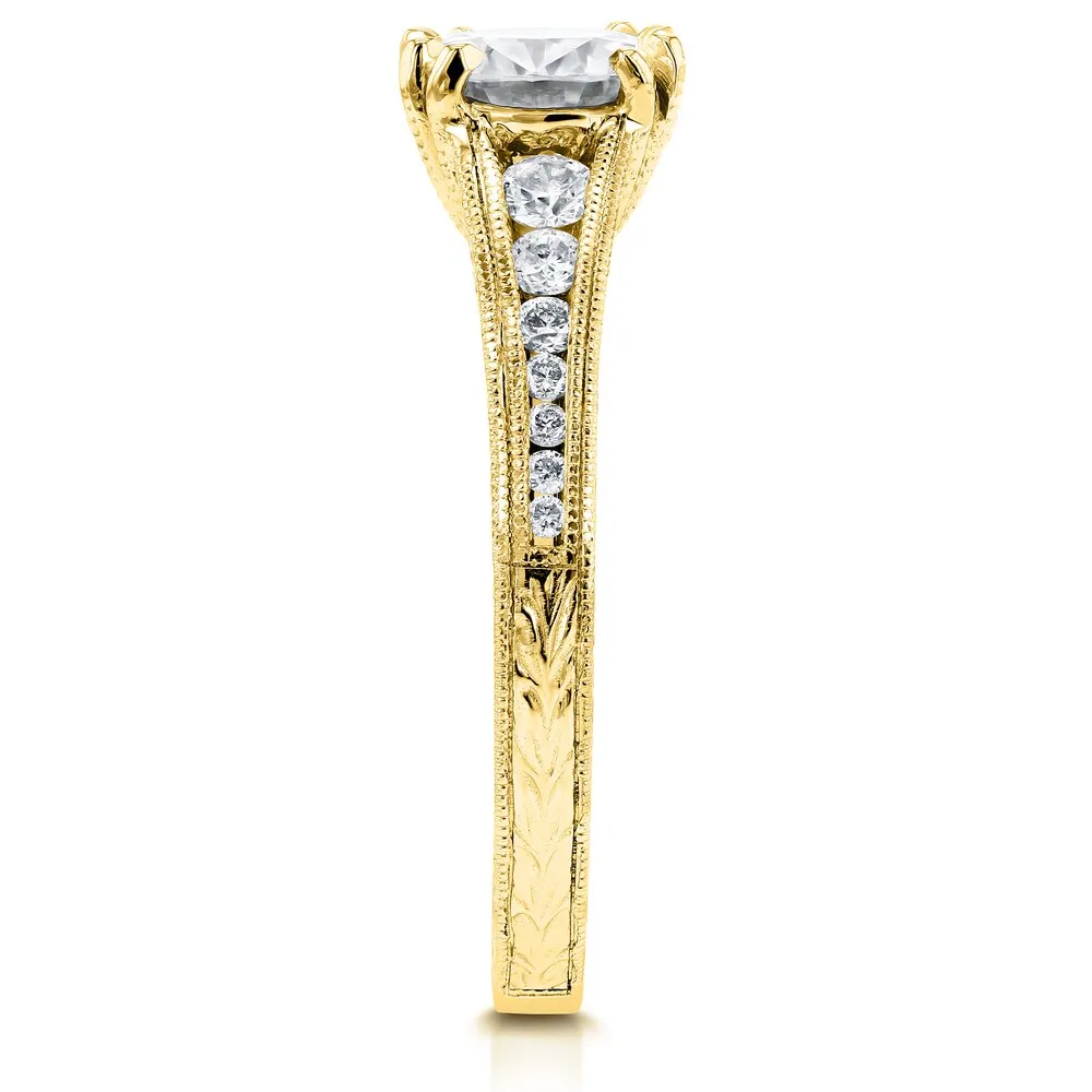Annello by Kobelli 14k Yellow Gold 1 1/4ct TGW Moissanite with Diamond Milgrain Channel Band Engagement Ring sold by Zulily product image thumbnail 4