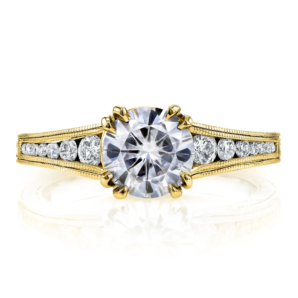 Annello by Kobelli 14k Yellow Gold 1 1/4ct TGW Moissanite with Diamond Milgrain Channel Band Engagement Ring sold by Zulily product image thumbnail 2