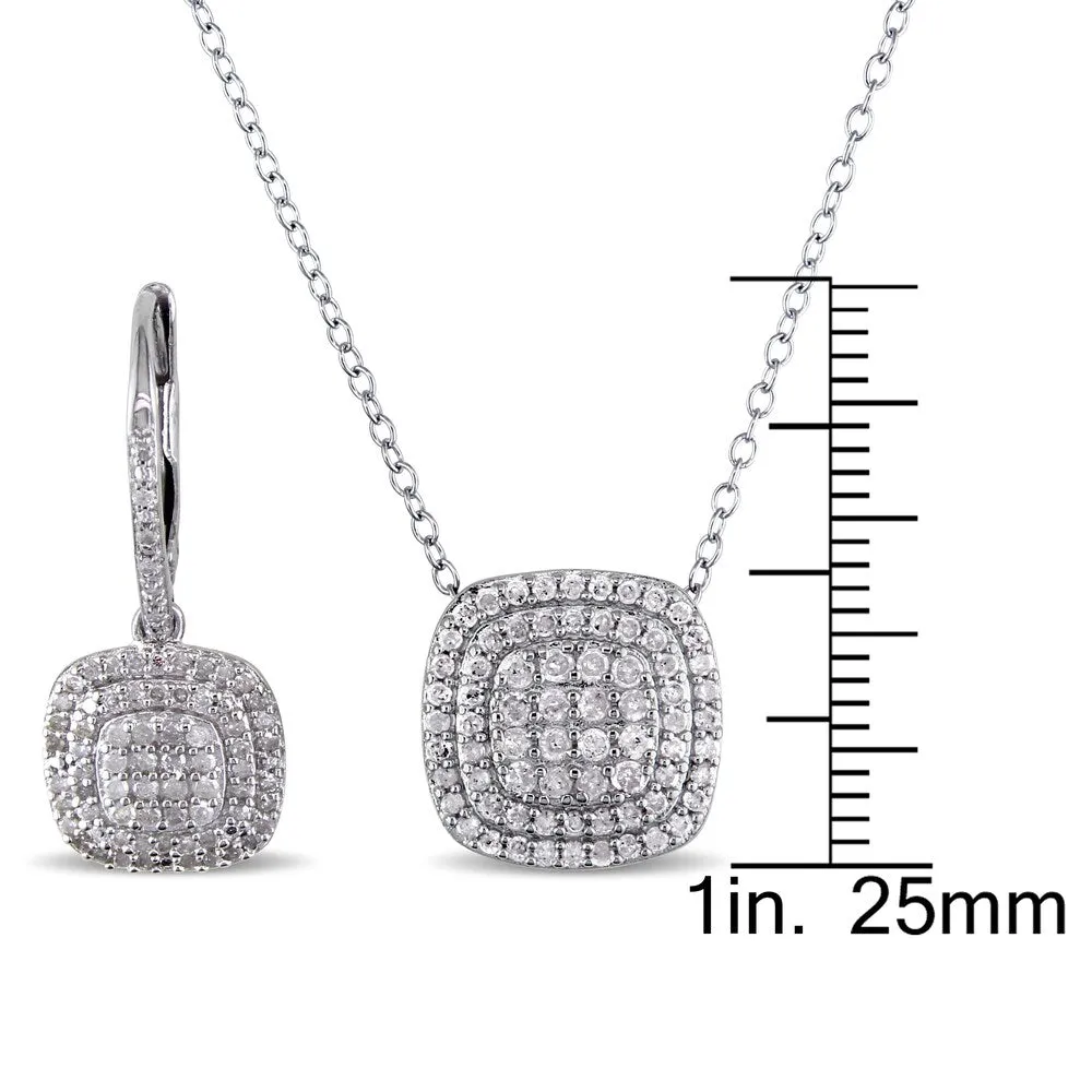 Miadora Sterling Silver 1ct TDW Diamond Cluster Necklace and Earrings Set - White sold by Zulily product image thumbnail 3