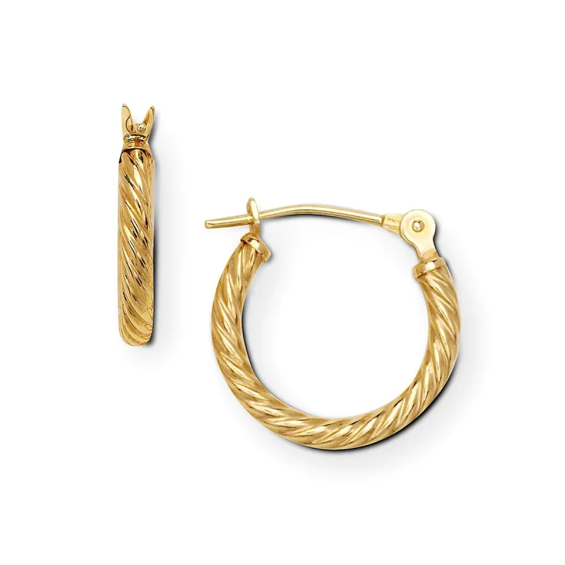Curata 14K Gold 14mm (5/8") Ribbed Classic Notch Hoop Tube Earrings sold by Zulily