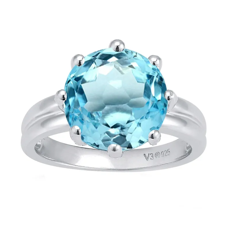 Sky Blue Topaz Sterling Silver Round-Cut Solitaire Ring sold by Zulily