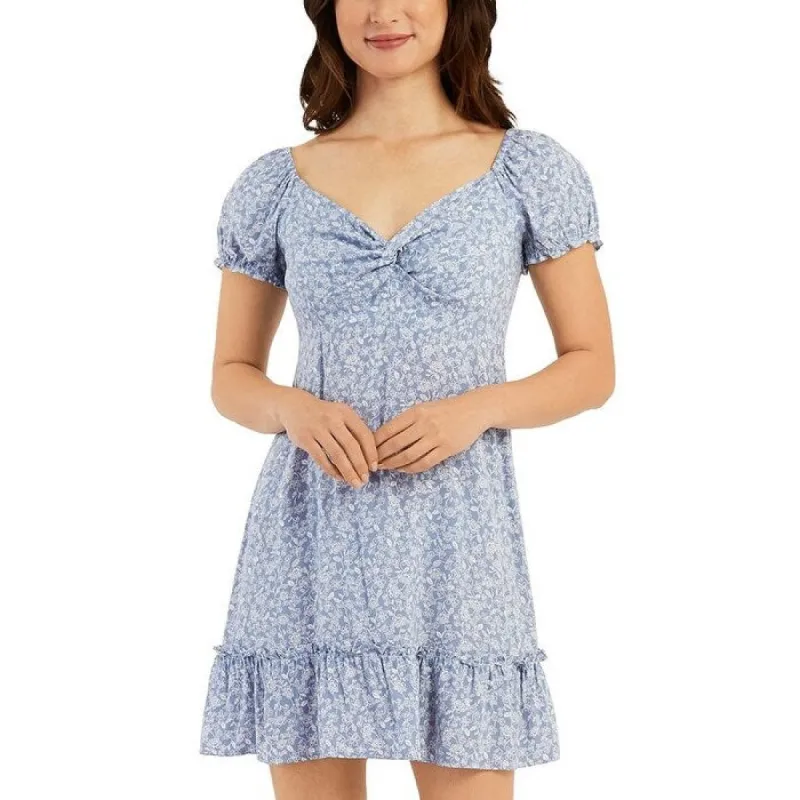 BCX Junior's Printed Twist Front A Line Dress Blue Size M sold by Zulily